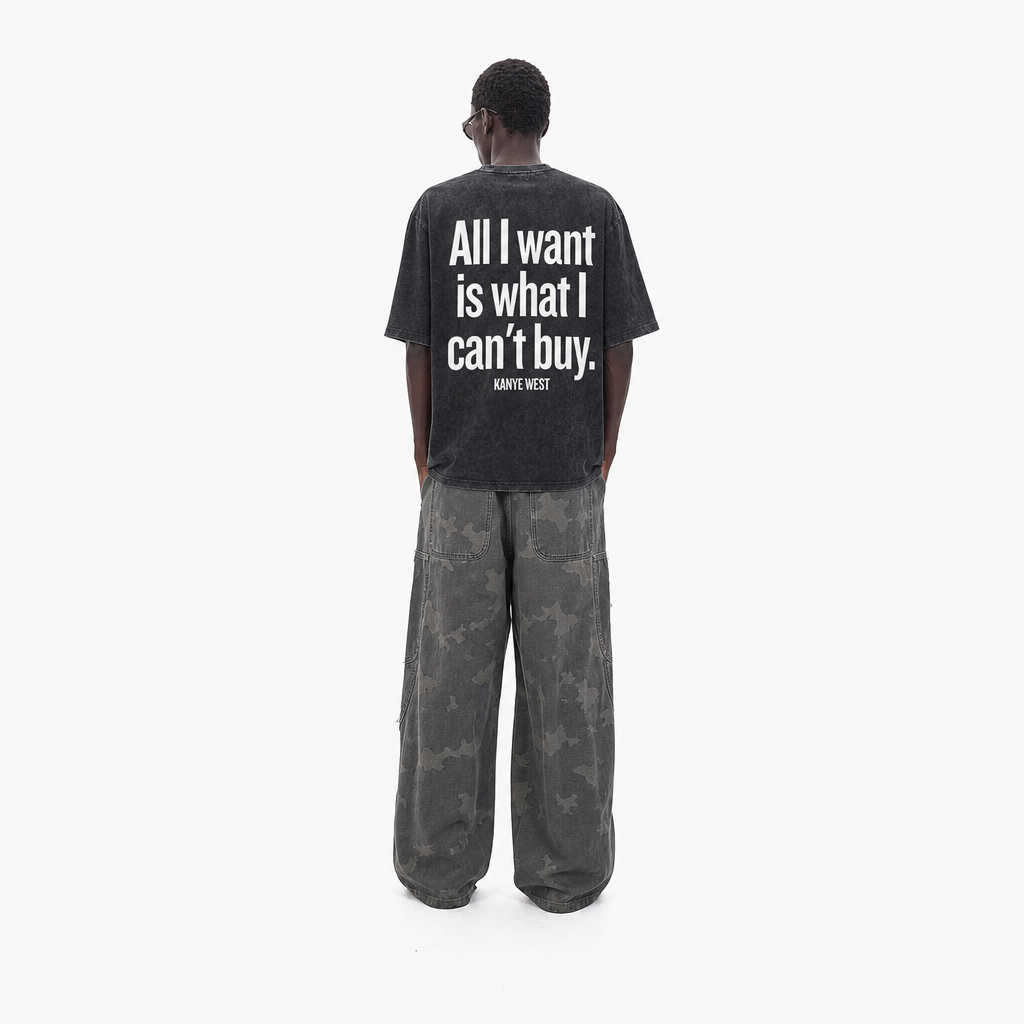LAWLESSROW KANYE Speech Black Vintage Acid Wash Tee