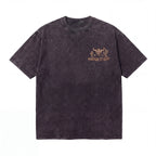 Washed black graphic t-shirt with 'Rough It Out' text and western bull skull design