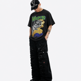 LAWLESS ROW MISFITS SKELETAL ILLUSION VINTAGE BLACK HEAVY TEE