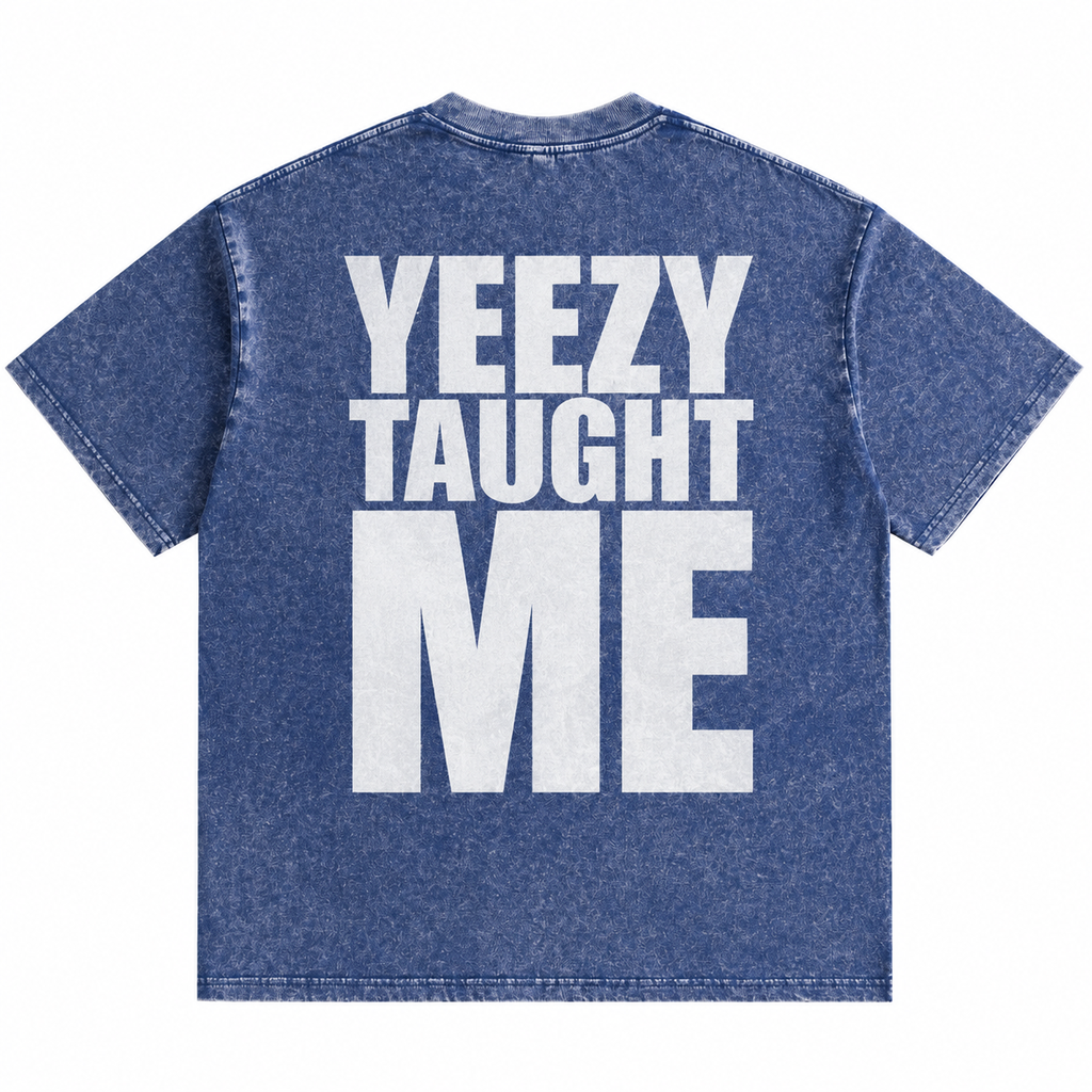 LAWLESSROW YEEZY TAUGHT ME Navy Vintage Acid Wash Tee