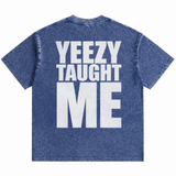 LAWLESSROW YEEZY TAUGHT ME Navy Vintage Acid Wash Tee