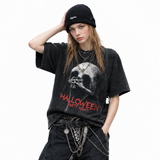 LAWLESSROW Halloween Party Night Creature Vintage Acid Wash Tee