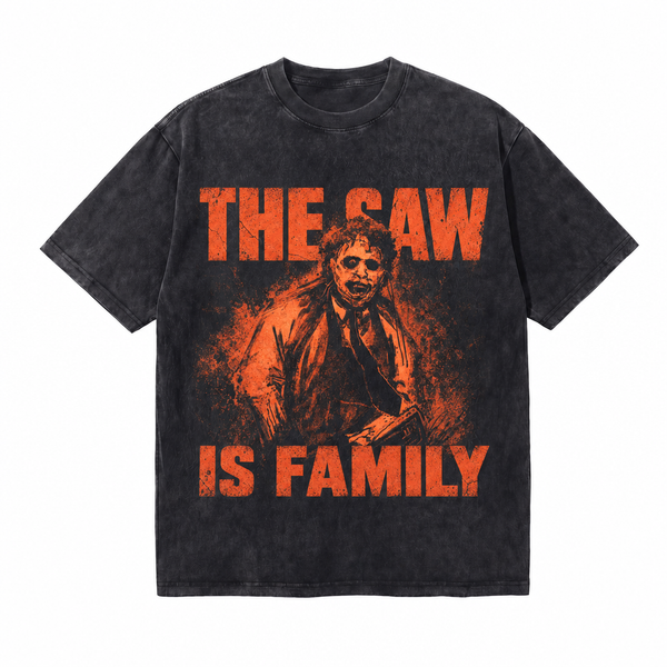 LAWLESSROW The Saw Is Family Leatherface Vintage Acid Wash Tee