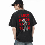 LAWLESSROW KANYE PABLO Portrait Black Vintage Acid Wash Tee