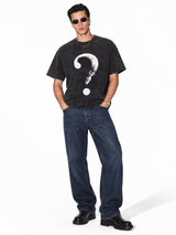 LAWLESSROW Question Mark Skull Profile Vintage Acid Wash Tee