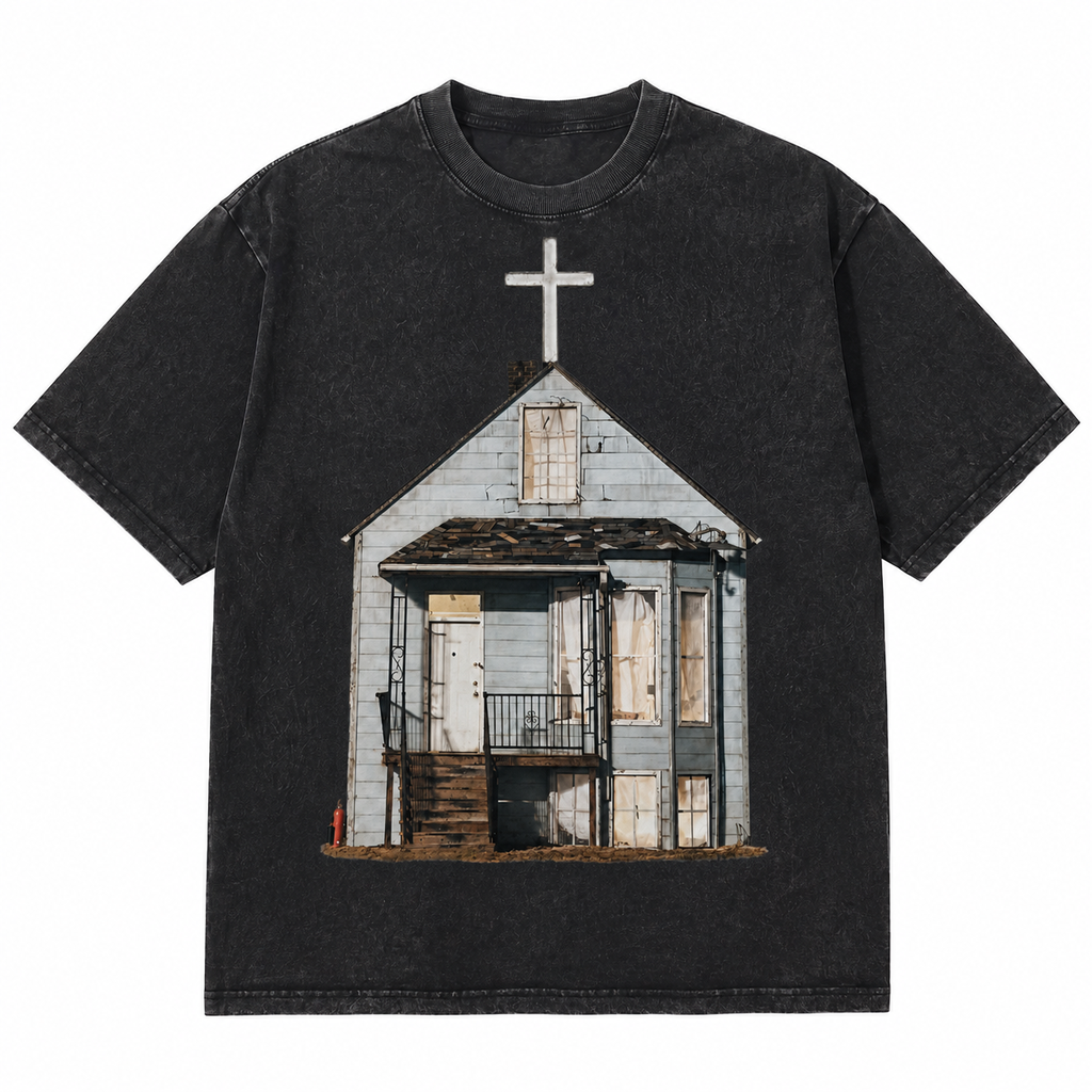 LAWLESSROW kanye west DONDA House Black Acid Wash Tee