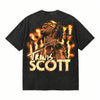 LAWLESSROW TRAVIS SCOTT Inferno Scream Black Vintage Acid Wash Tee