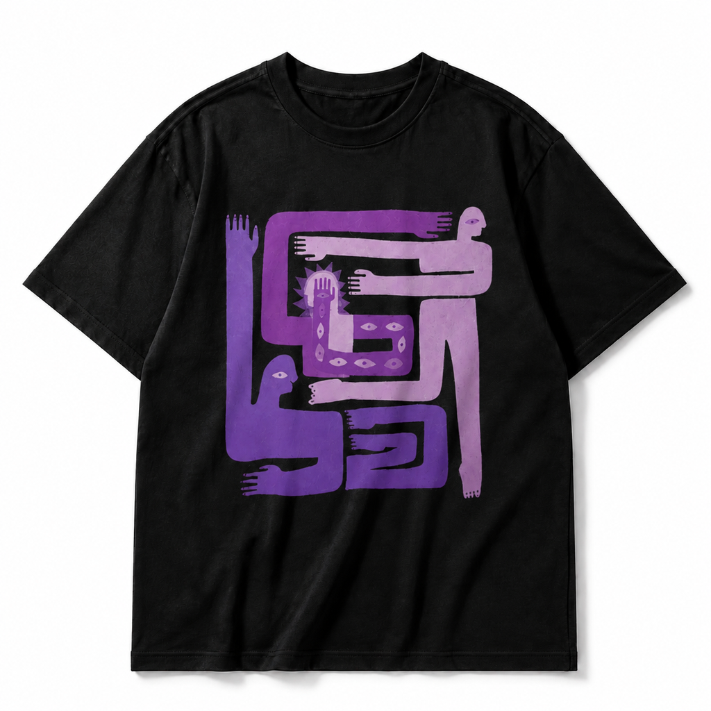 LAWLESS ROW "Abstract Figures" Purple Labyrinth Vintage Basic Tee