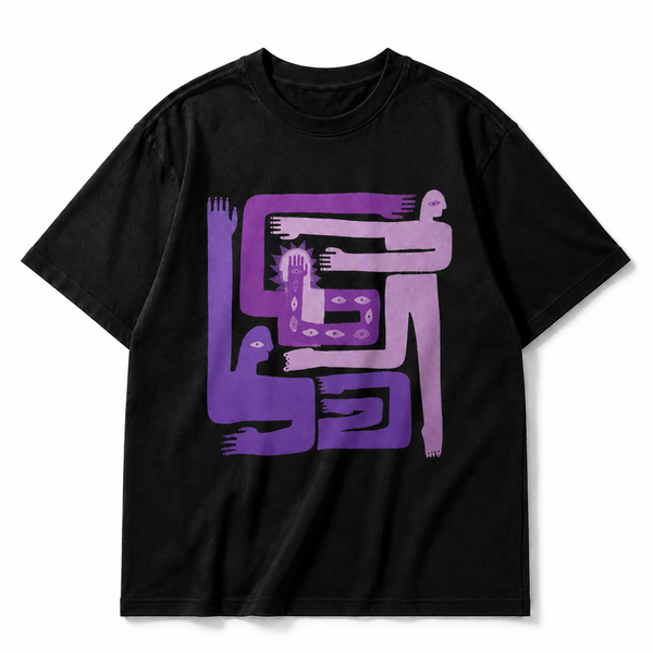 LAWLESS ROW "Abstract Figures" Purple Labyrinth Vintage Basic Tee