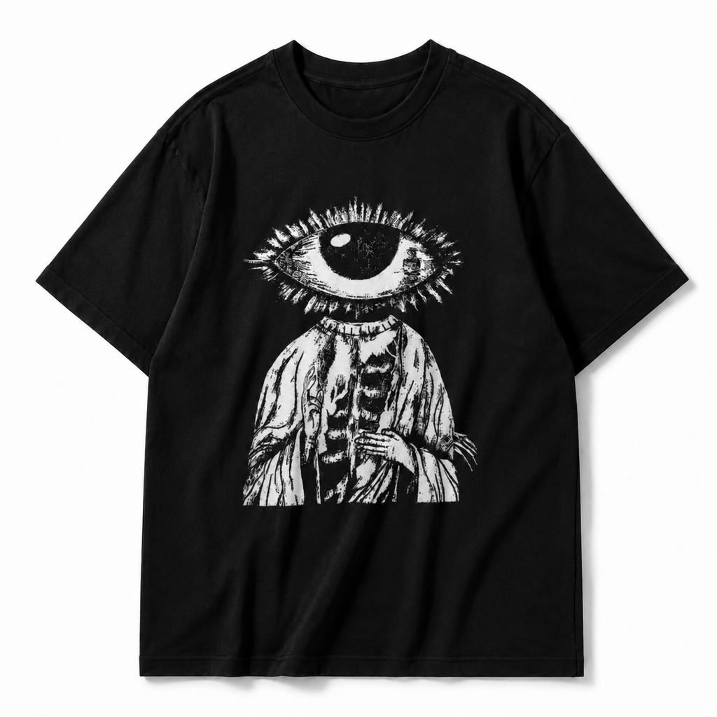 LAWLESS ROW "All-Seeing Eye" Skeleton Etching Vintage  Basic Tee