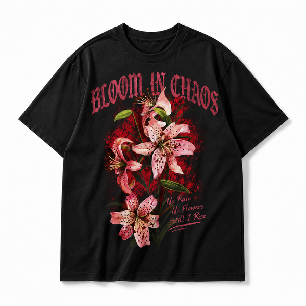 LAWLESS ROW "Bloom In Chaos" Tiger Lily Vintage Washed  Basic Tee