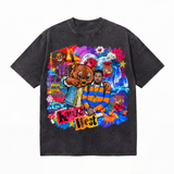 LAWLESSROW kanye west Dropout Bear Vintage Black Acid Wash Tee