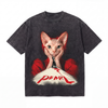 LAWLESSROW Pearl Sphynx Cat Vintage Acid Wash Tee