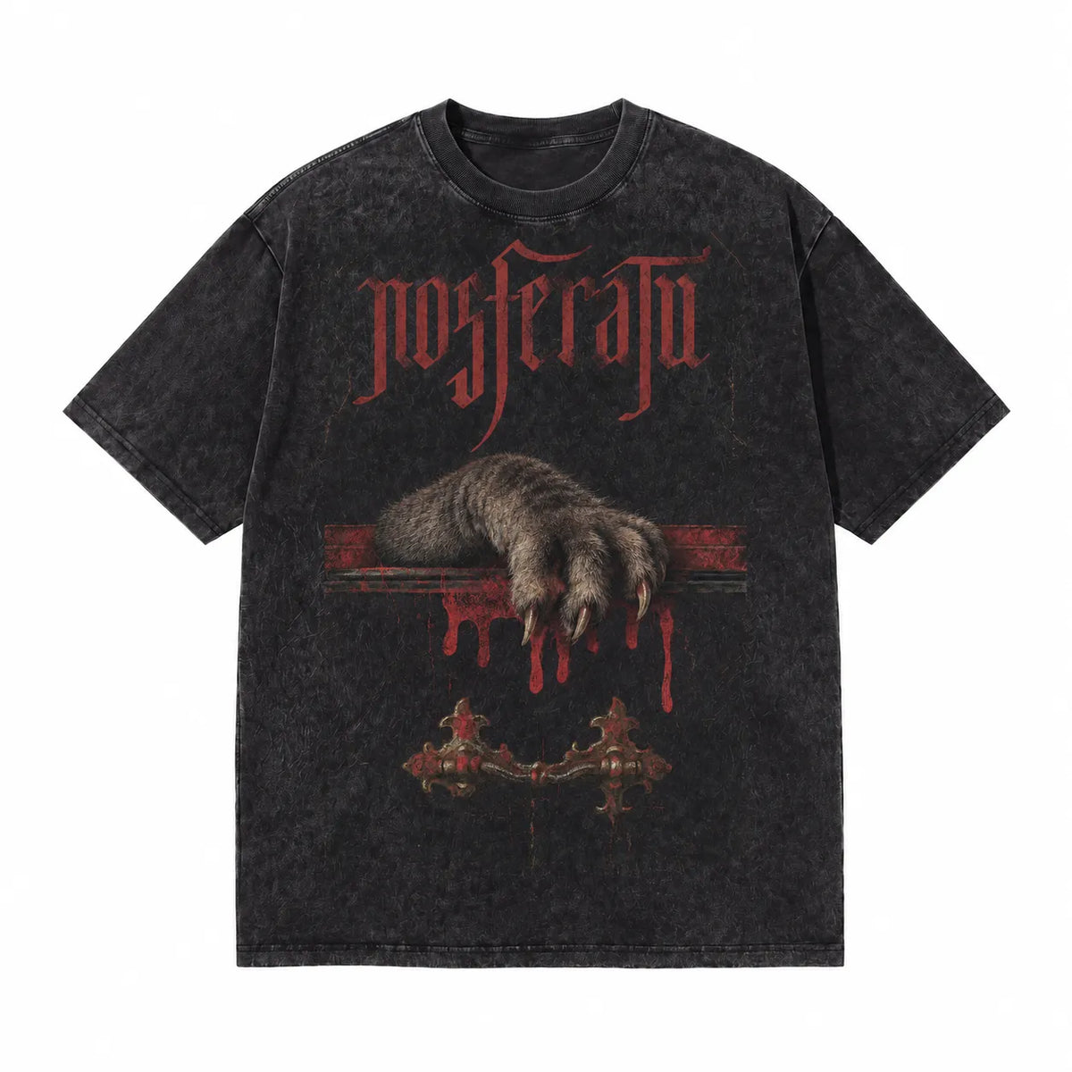 LAWLESSROW Nosferatu Claws Coffin Vintage Acid Wash Tee