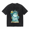 LAWLESSROW Statue of Liberty Minion Torch Vintage Acid Wash Tee