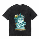 LAWLESSROW Statue of Liberty Minion Torch Vintage Acid Wash Tee