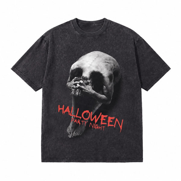 LAWLESSROW Halloween Party Night Creature Vintage Acid Wash Tee
