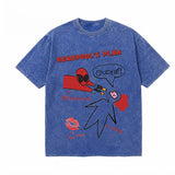 LAWLESSROW Deadpool's Plan Ouchie Crayon Doodle Vintage Acid Wash Tee