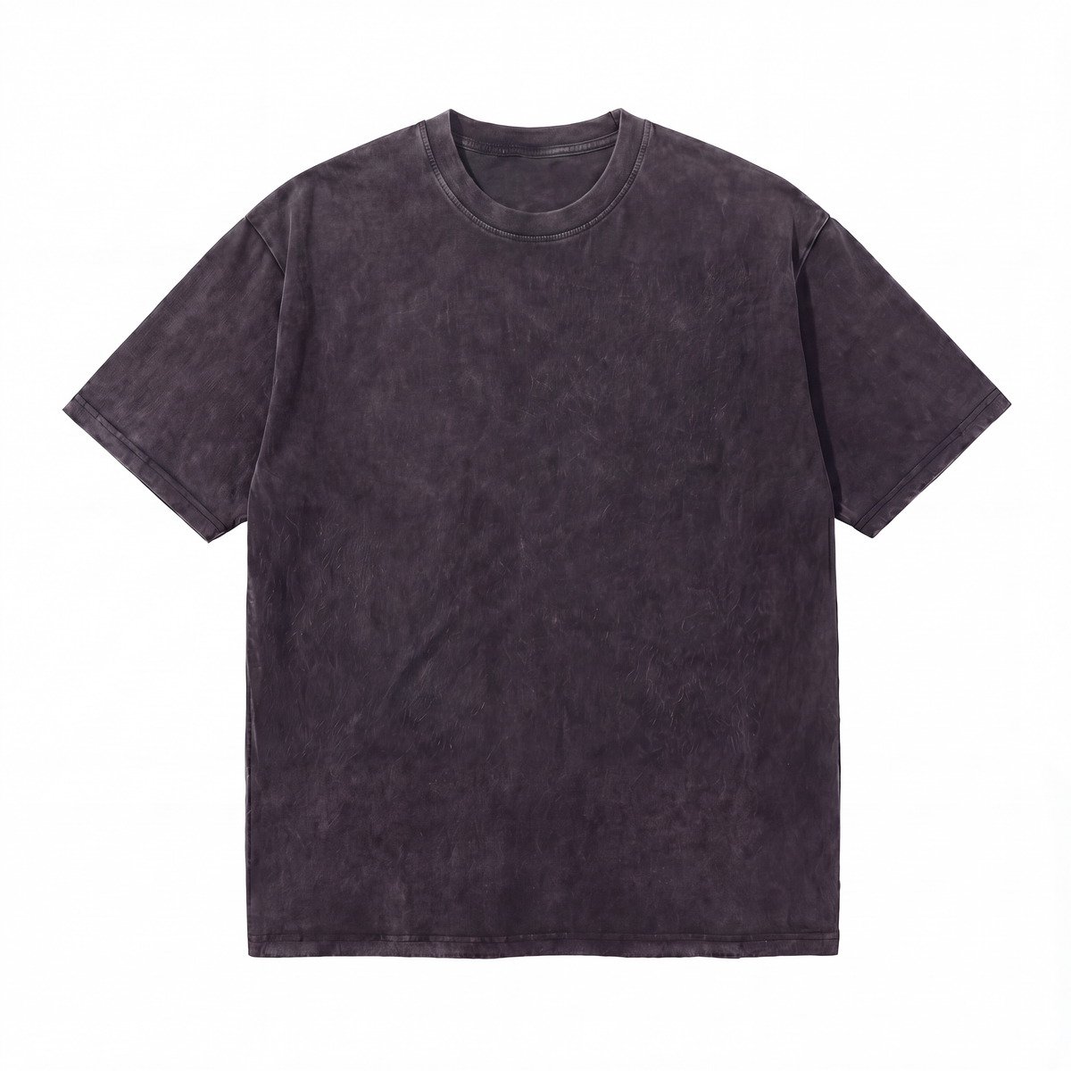 Washed black oversized short sleeve t-shirt with crew neck, minimalist casual style