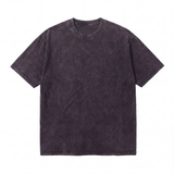 Washed black oversized short sleeve t-shirt with crew neck, minimalist casual style