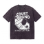 Black graphic t-shirt with 'Court Bound' text, pickleball paddle, and court design.