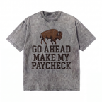 Lawless Row Make My Paycheck Tee | Western Bison Washed Cotton Streetwear