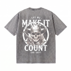Lawless Row Make It Count Tee | Western Skull Washed Cotton Streetwear