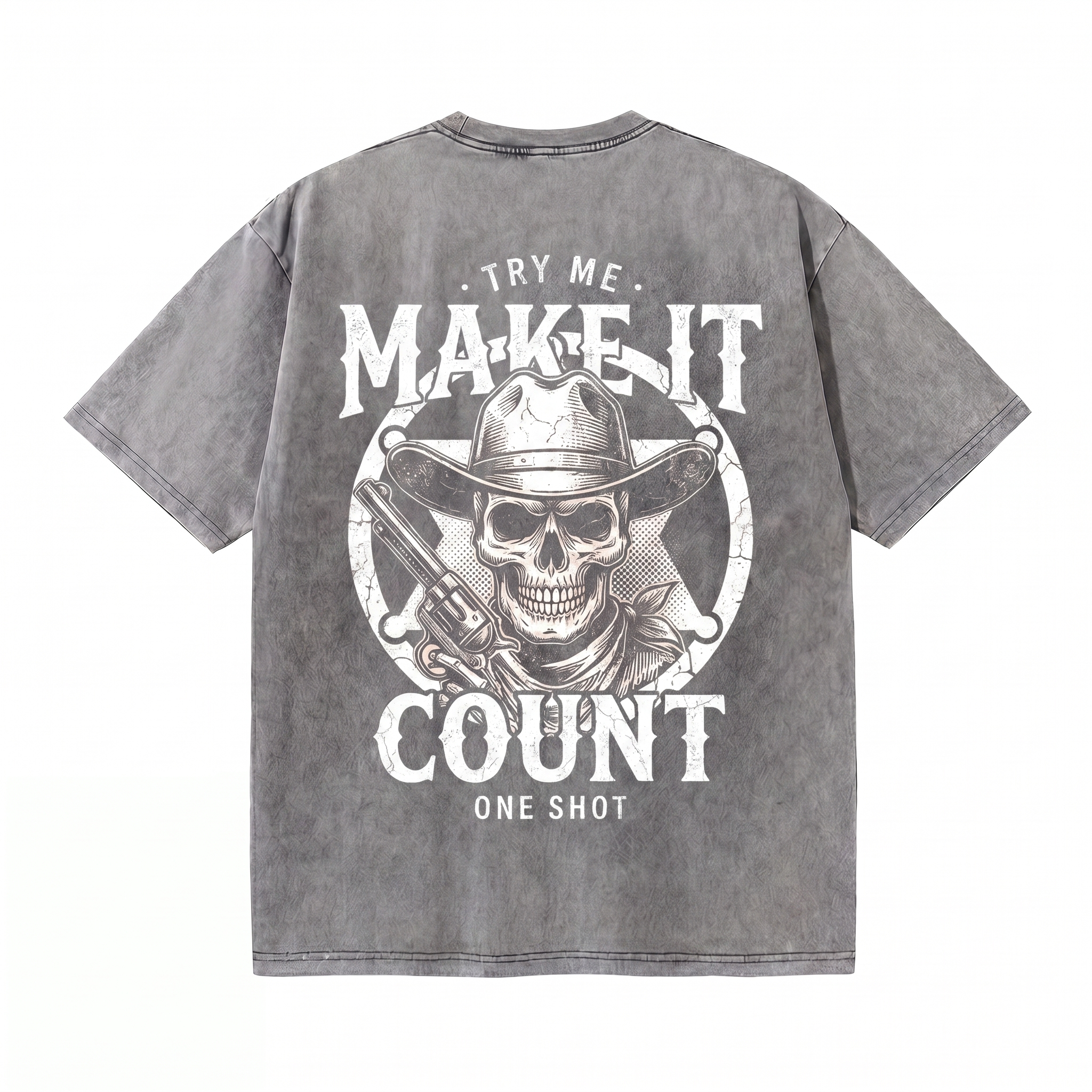 Lawless Row Make It Count Tee | Western Skull Washed Cotton Streetwear