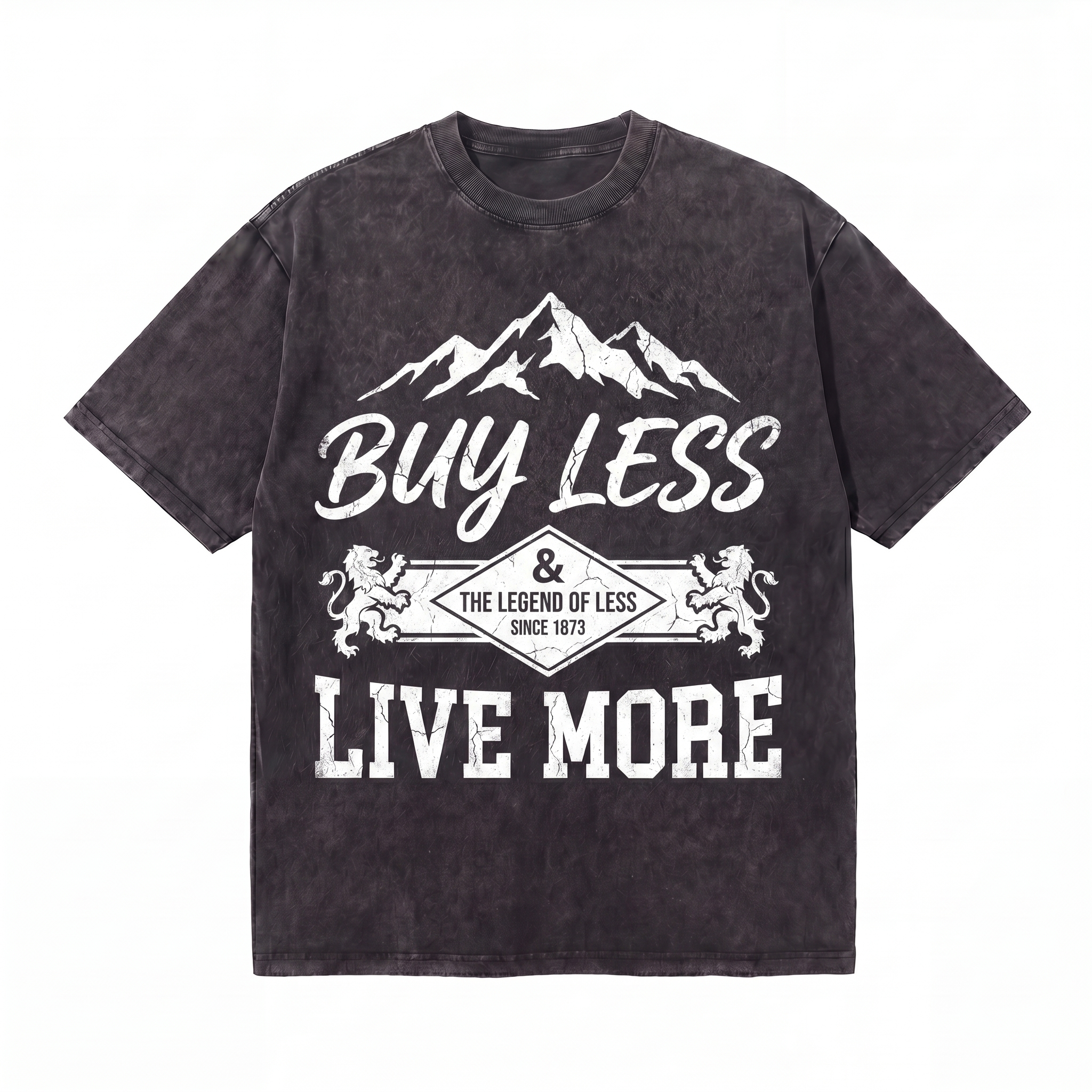 Lawless Row Buy Less Live More Tee | Vintage Mountain Washed Cotton Streetwear