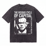 LAWLESSROW The Vicious Cycle Of Capital Cracked Portrait Anti Elite Quote Collage Vintage Tee