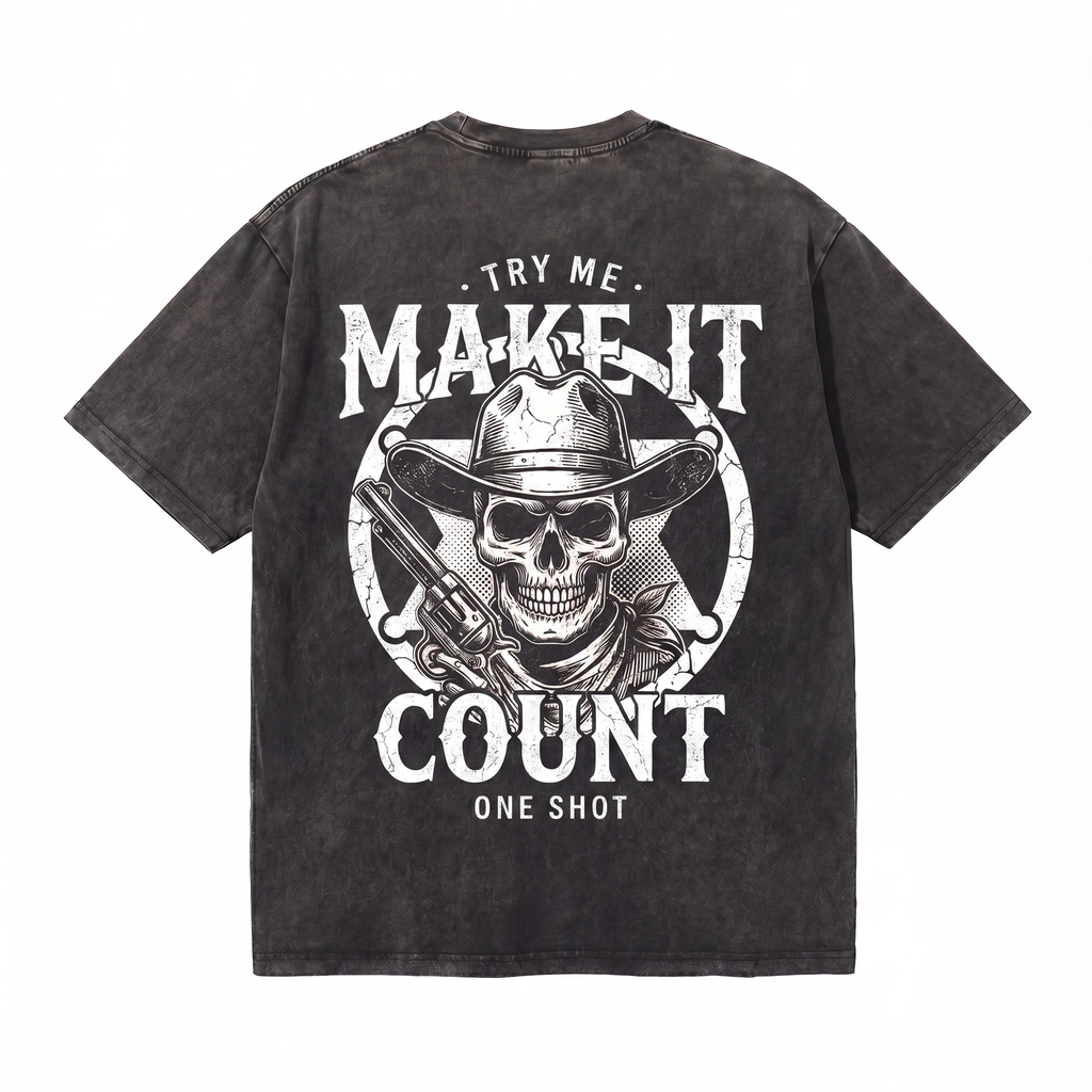 Lawless Row Make It Count Tee | Western Skull Washed Cotton Streetwear
