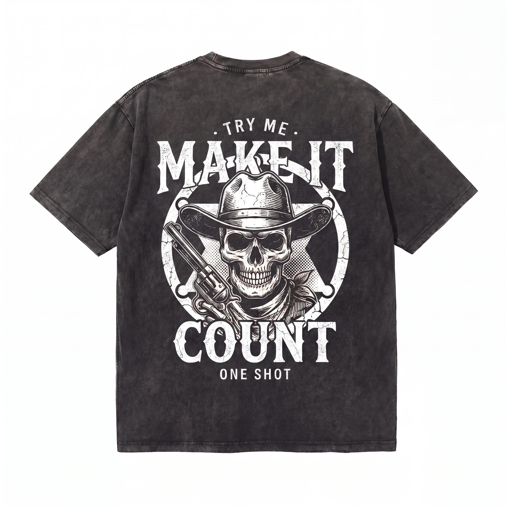 Lawless Row Make It Count Tee | Western Skull Washed Cotton Streetwear
