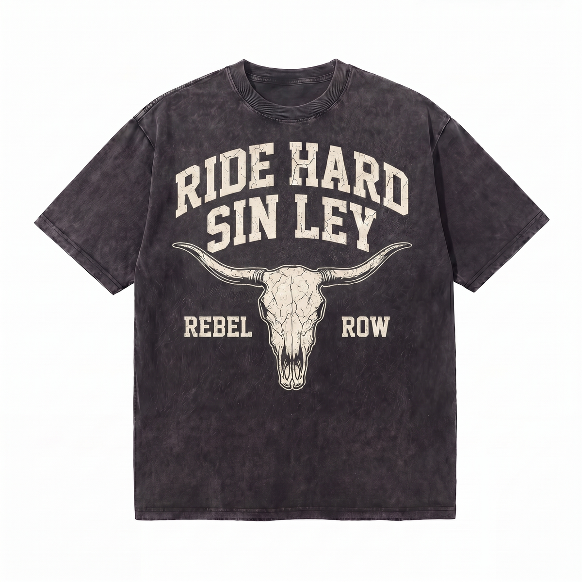 Lawless Row Ride Hard Sin Ley Tee | Western Skull Washed Cotton Streetwear