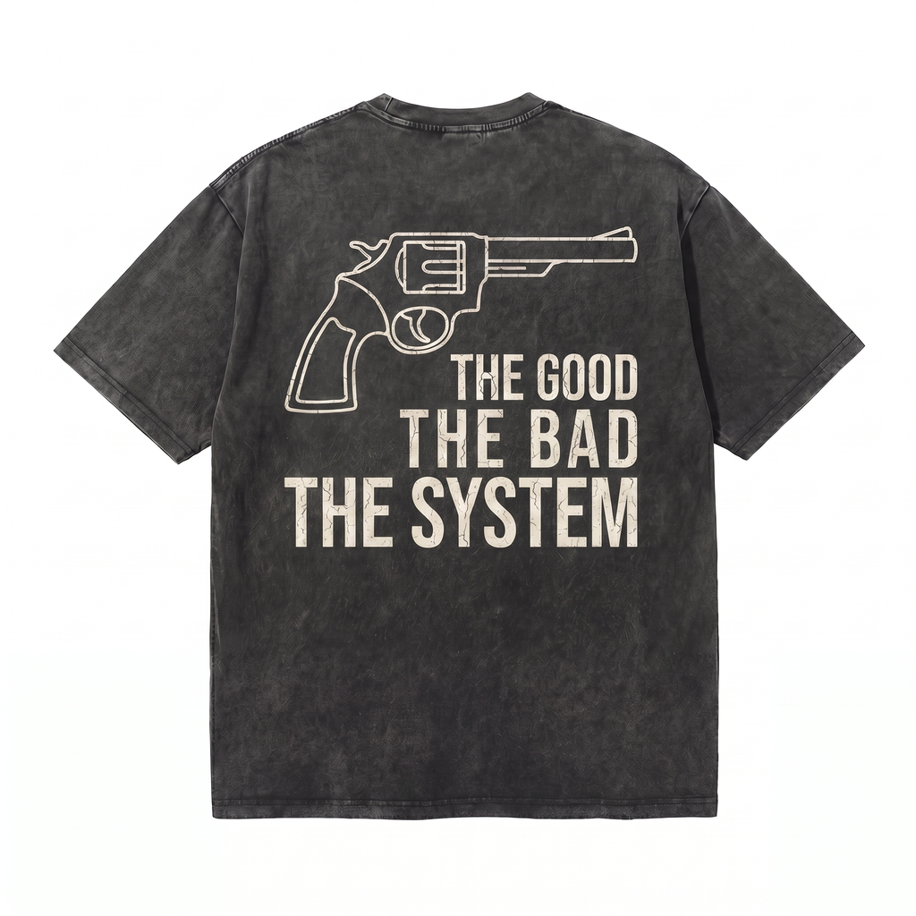 Lawless Row The Good The Bad The System Tee | Western Anti-Establishment Washed Cotton
