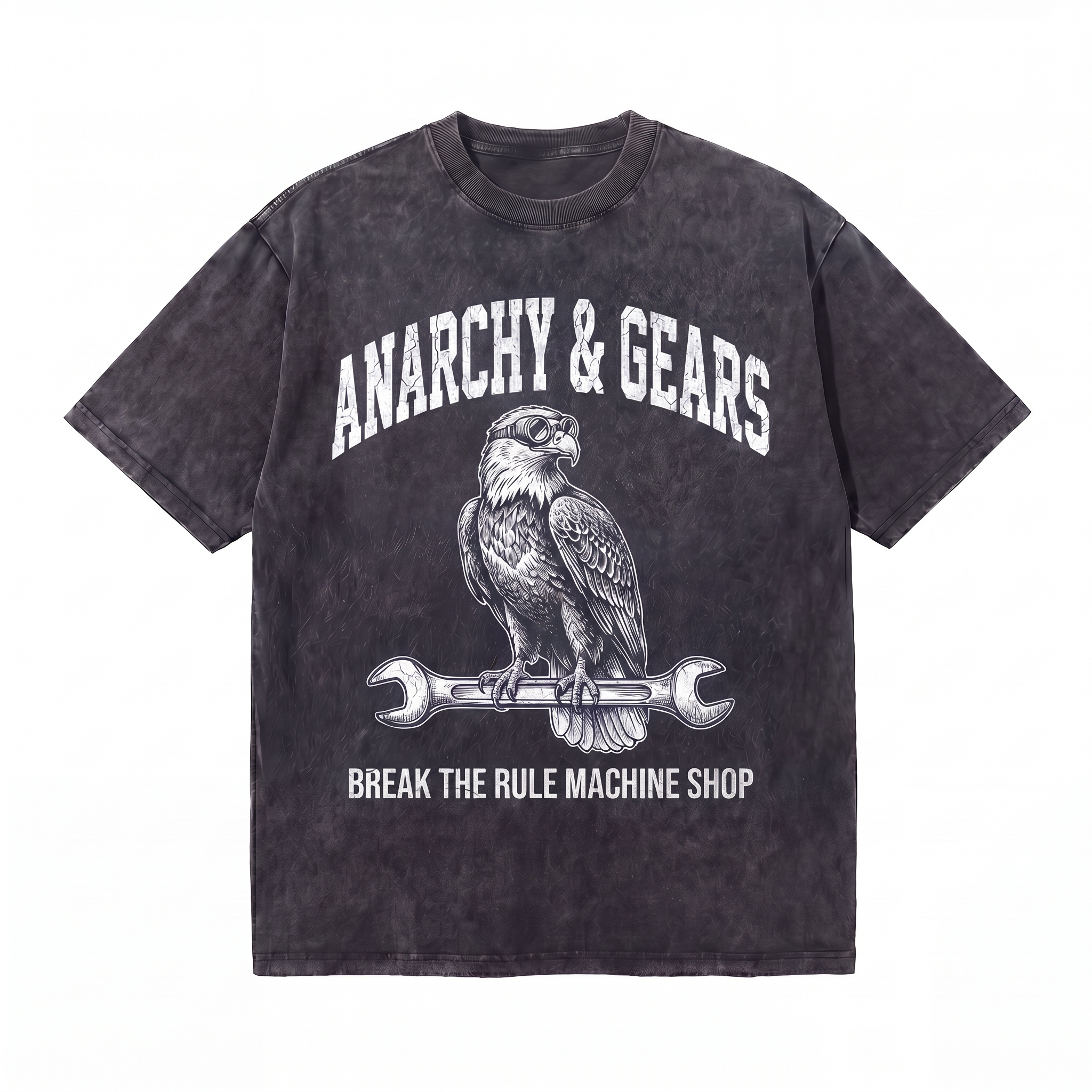 Lawless Row Anarchy & Gears Tee | Eagle Mechanic Washed Cotton Streetwear