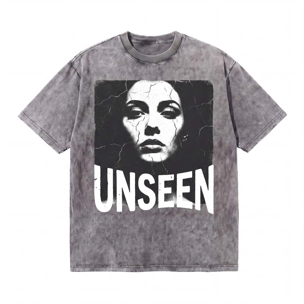 Lawless Row Unseen Tee | Grunge Portrait Washed Cotton Streetwear