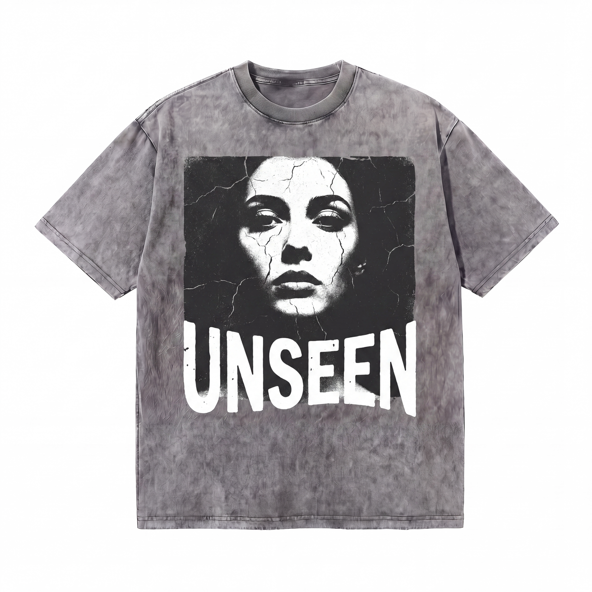 Lawless Row Unseen Tee | Grunge Portrait Washed Cotton Streetwear