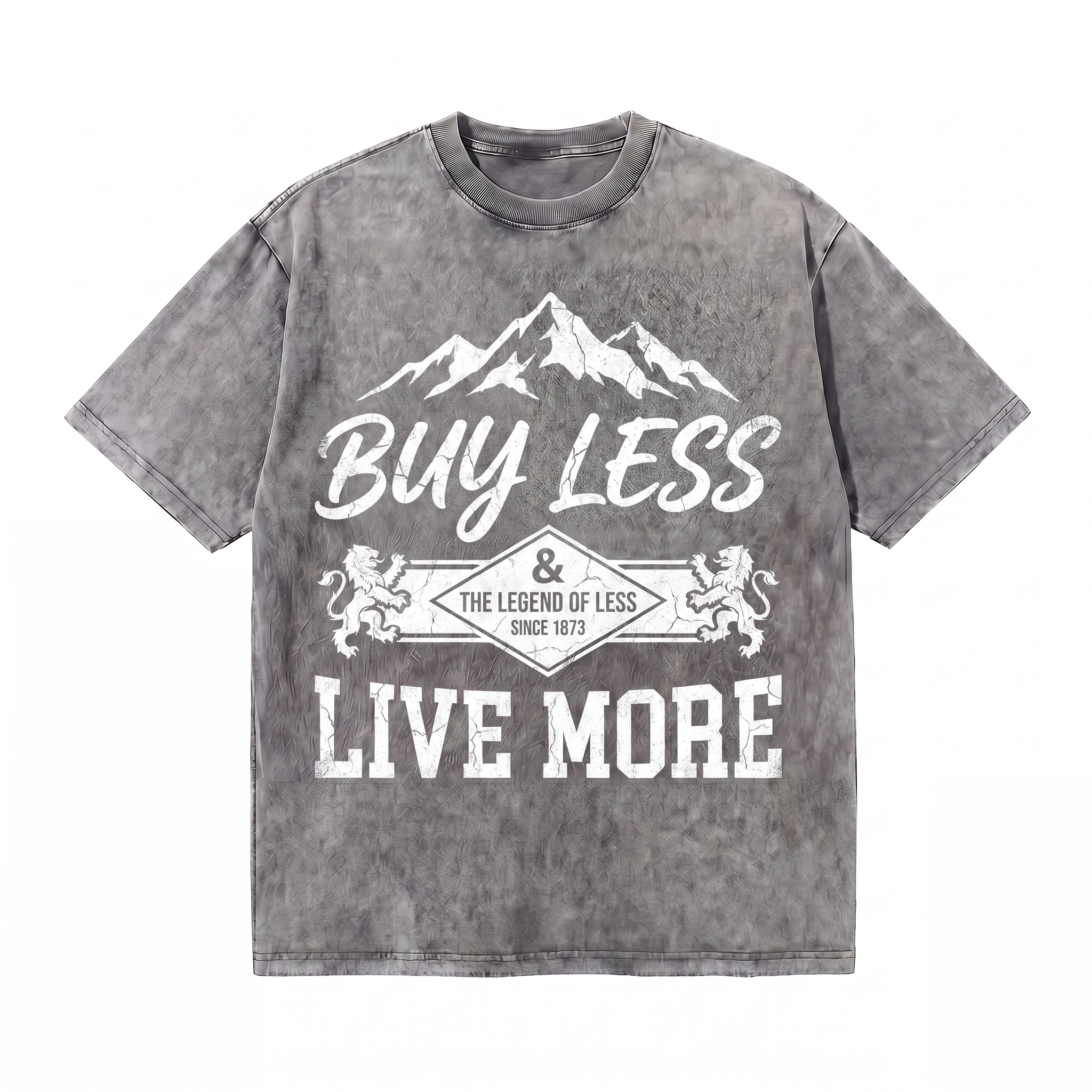Lawless Row Buy Less Live More Tee | Vintage Mountain Washed Cotton Streetwear