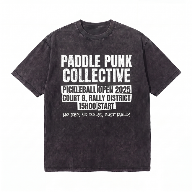 Lawless Row Paddle Punk Collective Tee | Pickleball Washed Cotton Streetwear Hover Image