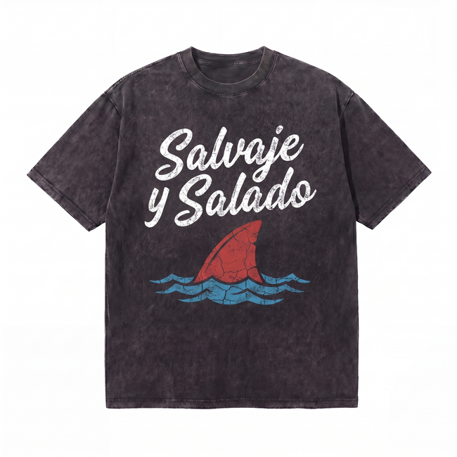 Lawless Row Salvaje y Salado Tee | Vintage Shark Washed Cotton Streetwear Hover Image