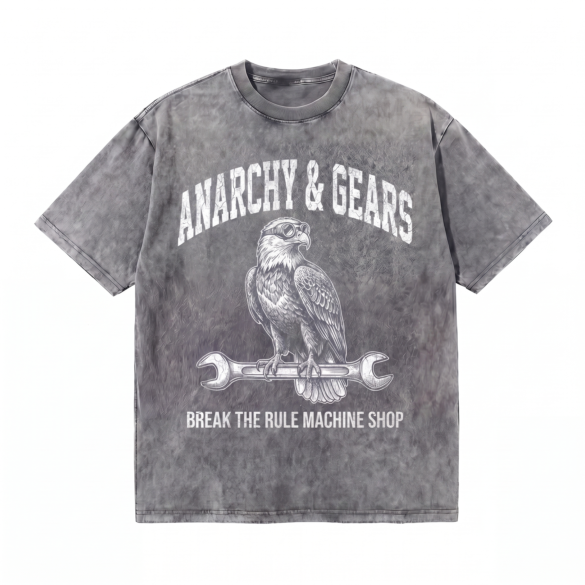 Lawless Row Anarchy & Gears Tee | Eagle Mechanic Washed Cotton Streetwear
