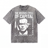 LAWLESSROW The Vicious Cycle Of Capital Cracked Portrait Anti Elite Quote Collage Vintage Tee