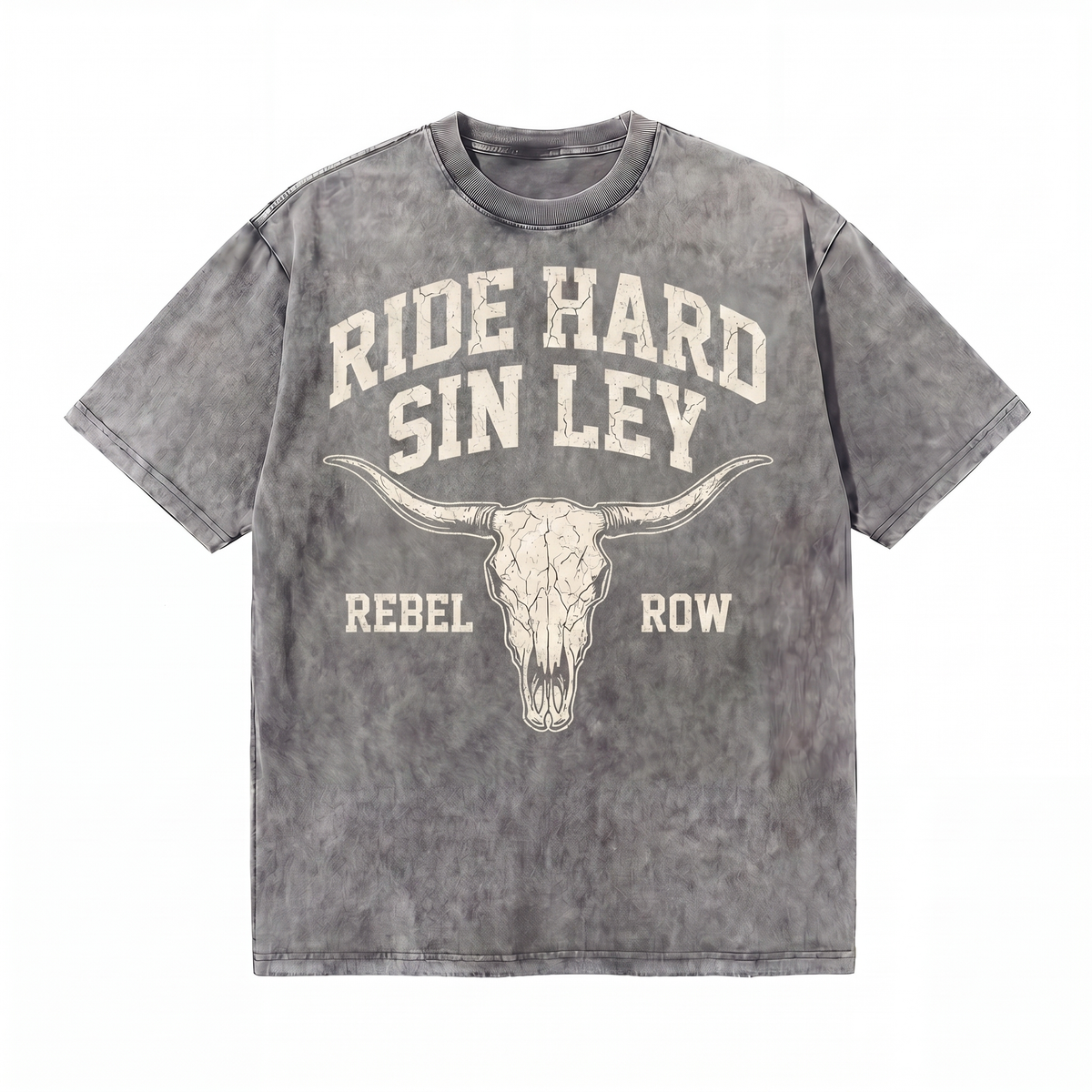 Lawless Row Ride Hard Sin Ley Tee | Western Skull Washed Cotton Streetwear