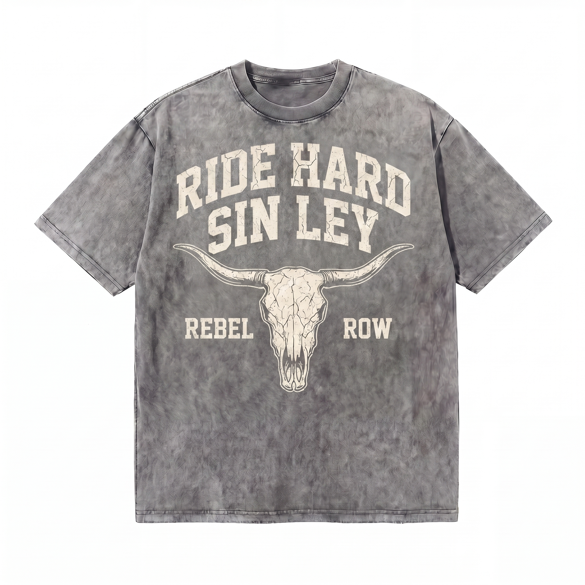 Lawless Row Ride Hard Sin Ley Tee | Western Skull Washed Cotton Streetwear