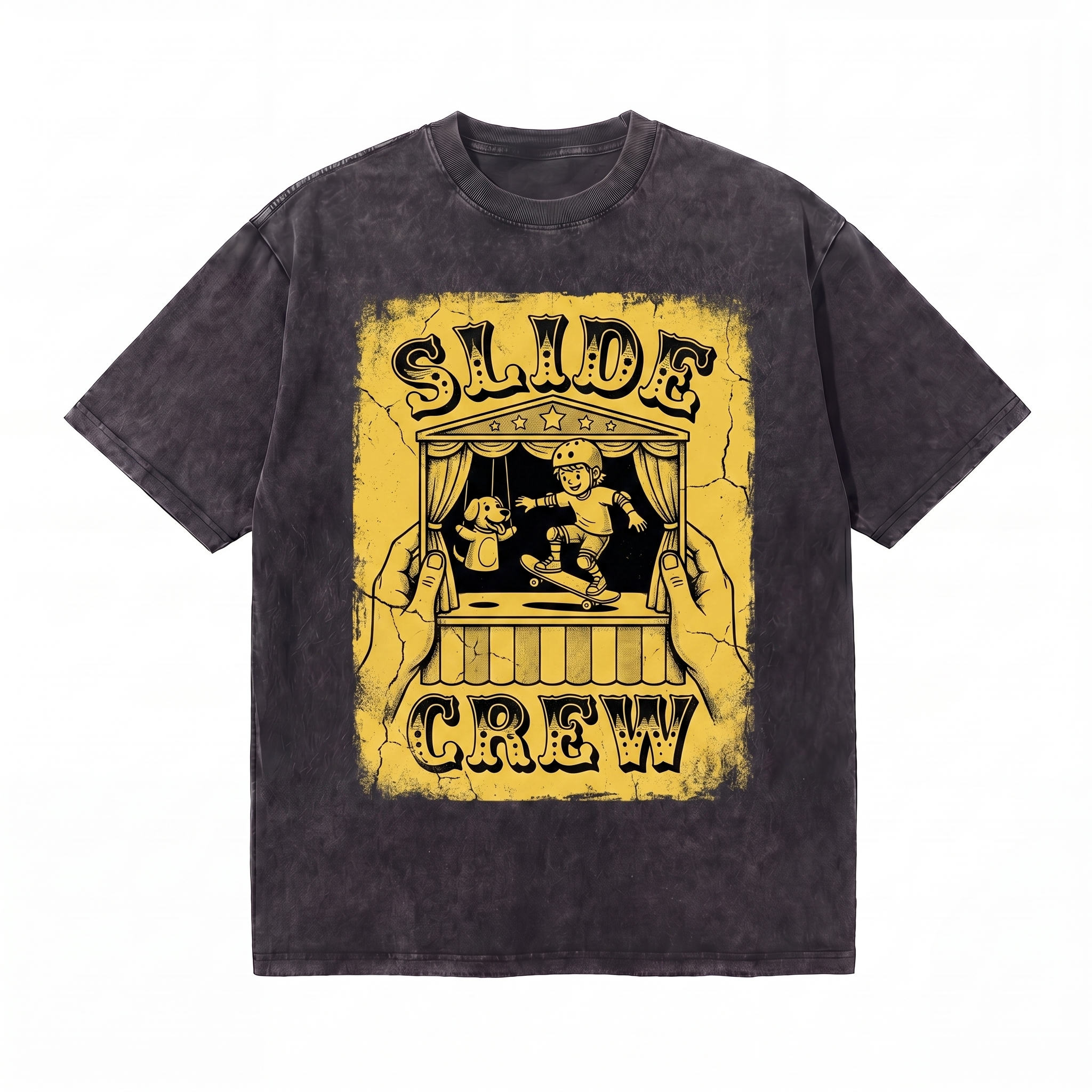 Lawless Row Slide Crew Tee | Vintage Skate Washed Cotton Streetwear