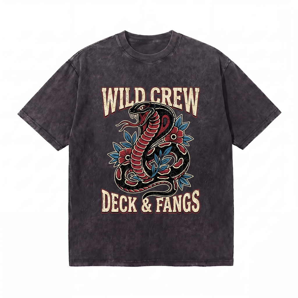 Lawless Row Wild Crew Cobra Tee | Vintage Snake Washed Cotton Streetwear