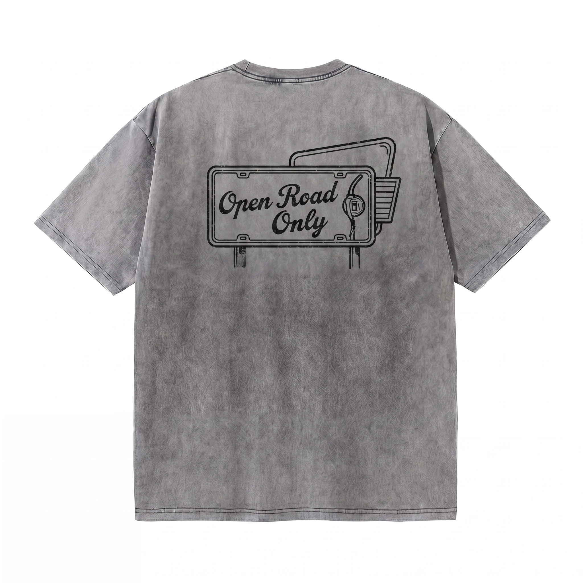 Lawless Row "Open Road Only" Oversized Tee | Washed Grey Biker Streetwear