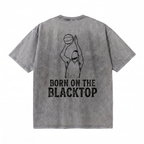 Lawless Row "Born On The Blacktop" Oversized Basketball Tee | Washed Grey Streetwear