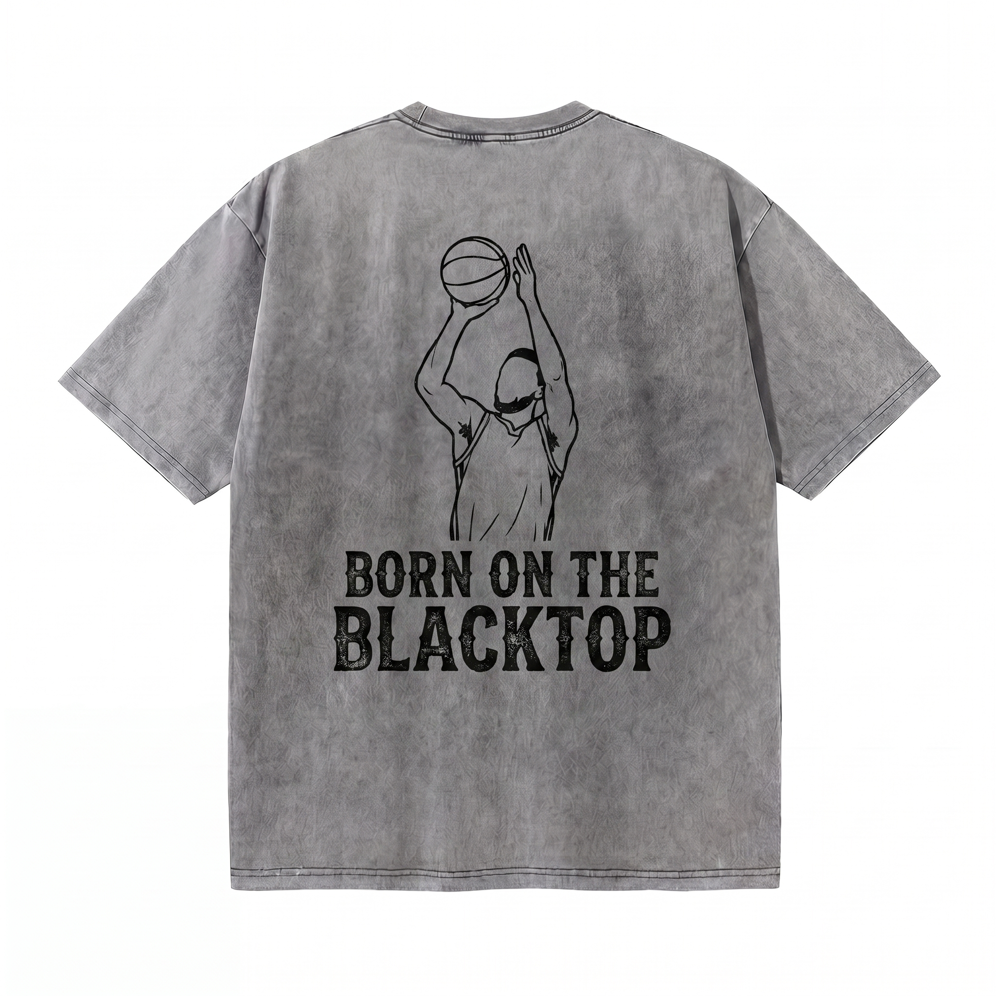 Lawless Row "Born On The Blacktop" Oversized Basketball Tee | Washed Grey Streetwear