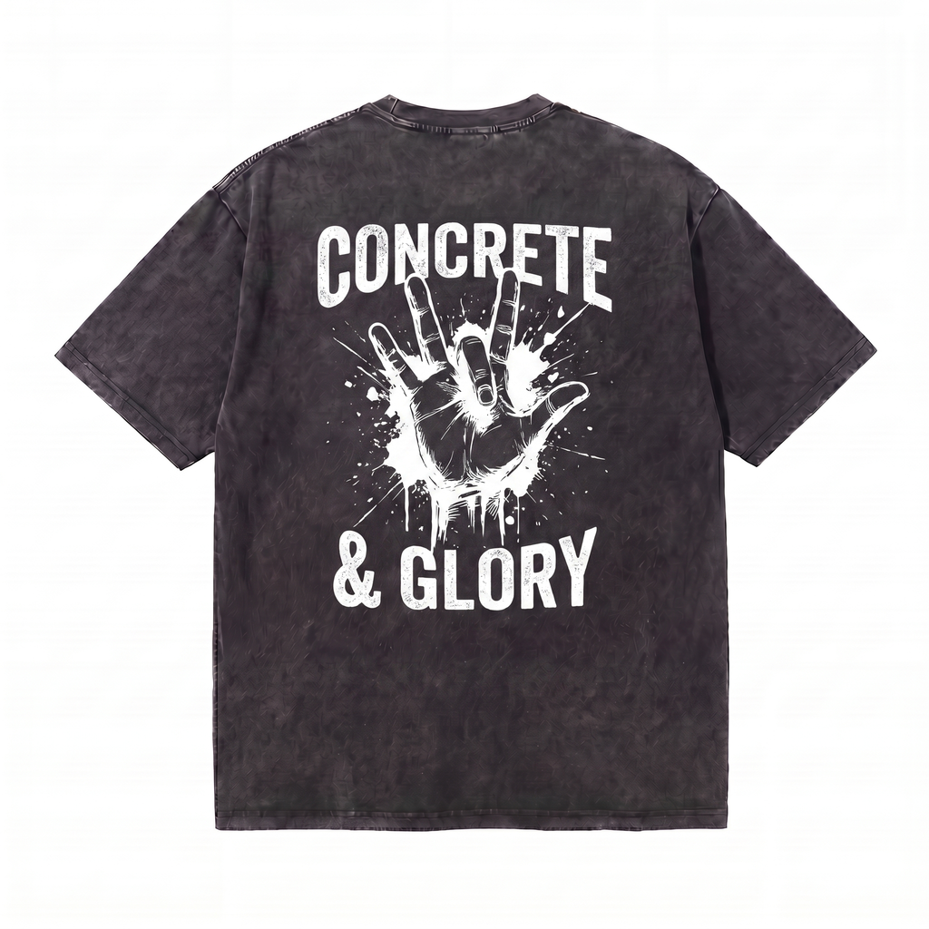 Lawless Row "Concrete & Glory" Oversized Tee | Washed Black Streetwear